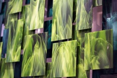 Foresta, scultura da parete astratta 3D originale in vetro e metallo