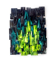 Forest, sculpture murale originale en verre et métal abstrait en 3D