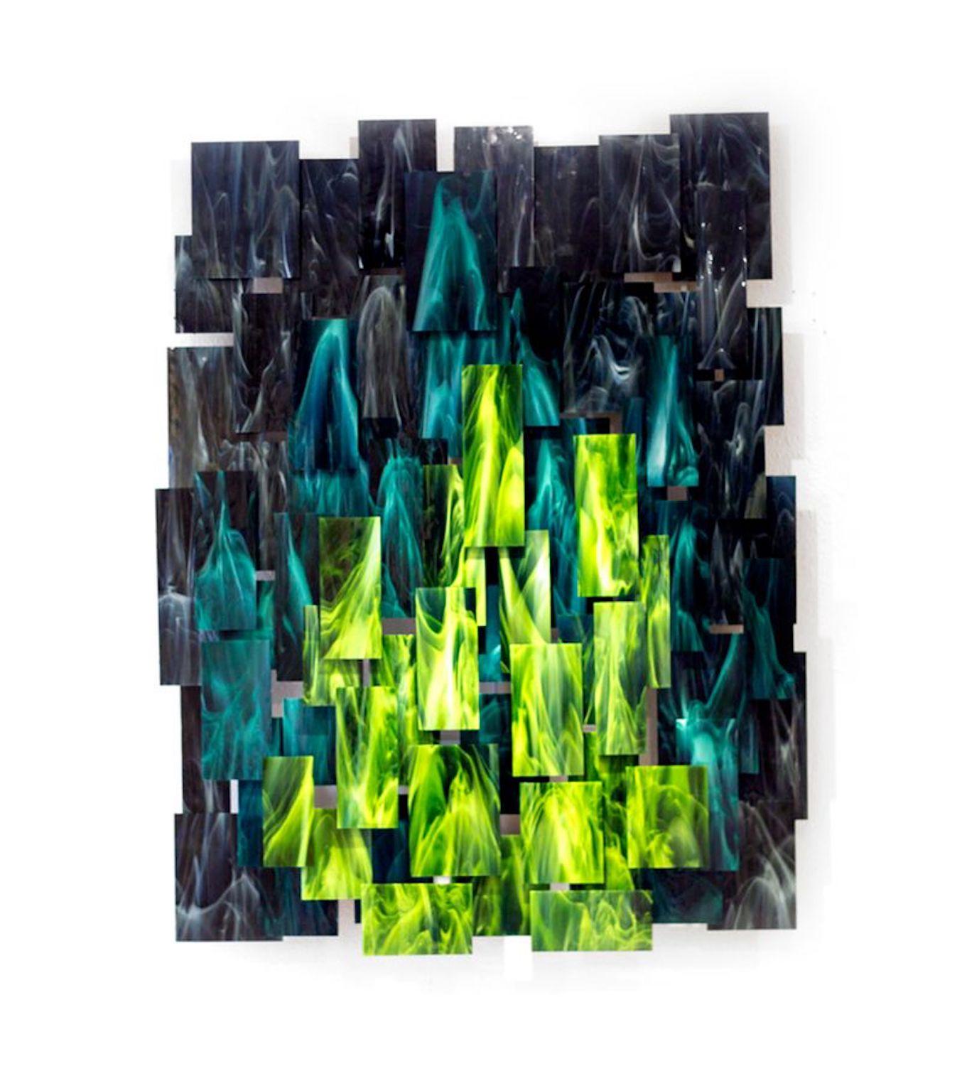 Forest, Abstract 3D Original Glass and Metal Wall Sculpture