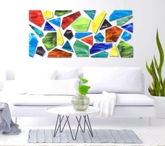 Fragments, Abstract 3D Original  Glass Wall Sculpture, Modern Design