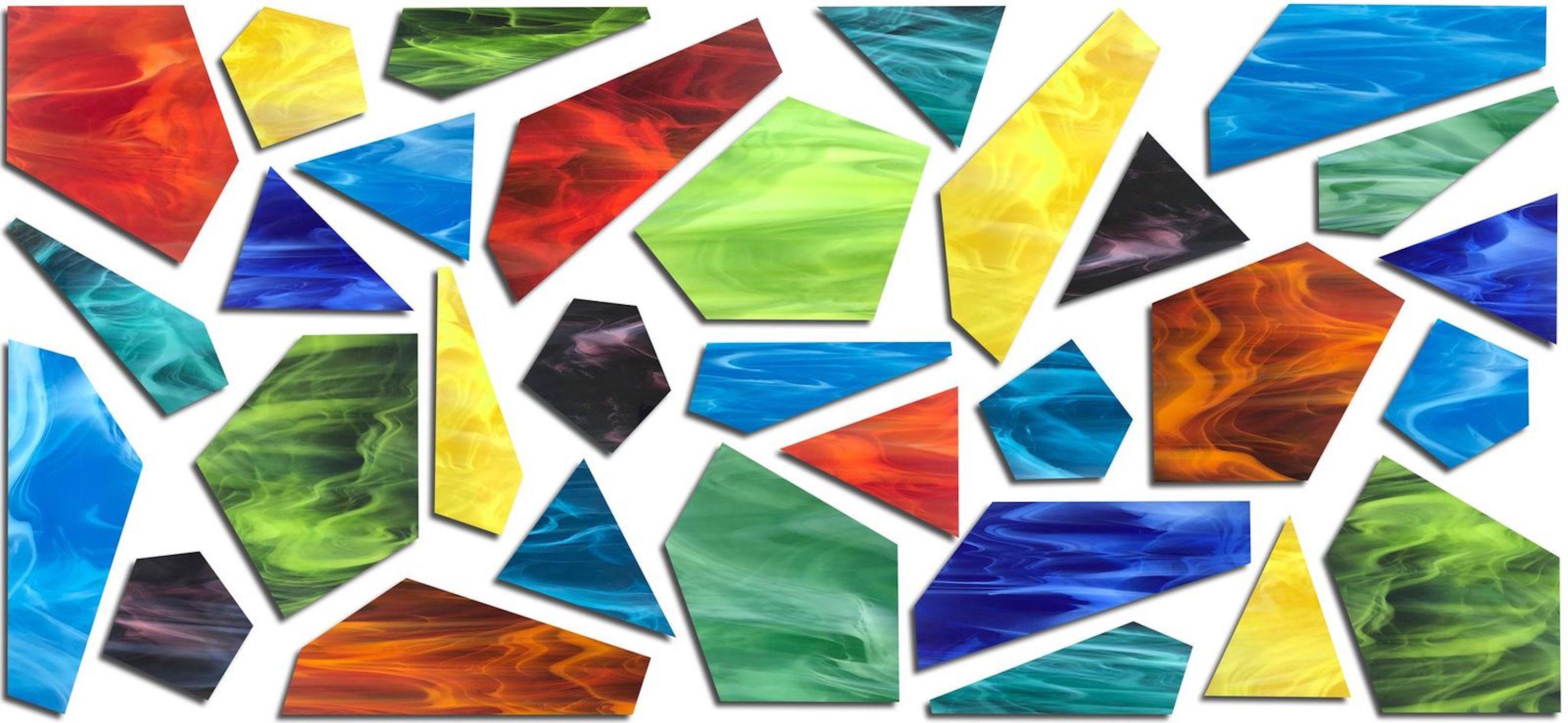 Fragments, Abstract 3D Original  Glass Wall Sculpture, Modern Design