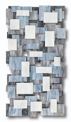 Glacial, Abstract 3D Original  Glass and Metal Wall Sculpture, Modern Art