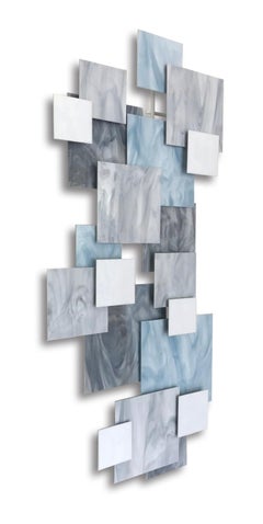 Glacial, Abstract 3D Original  Glass and Metal Wall Sculpture, modern design