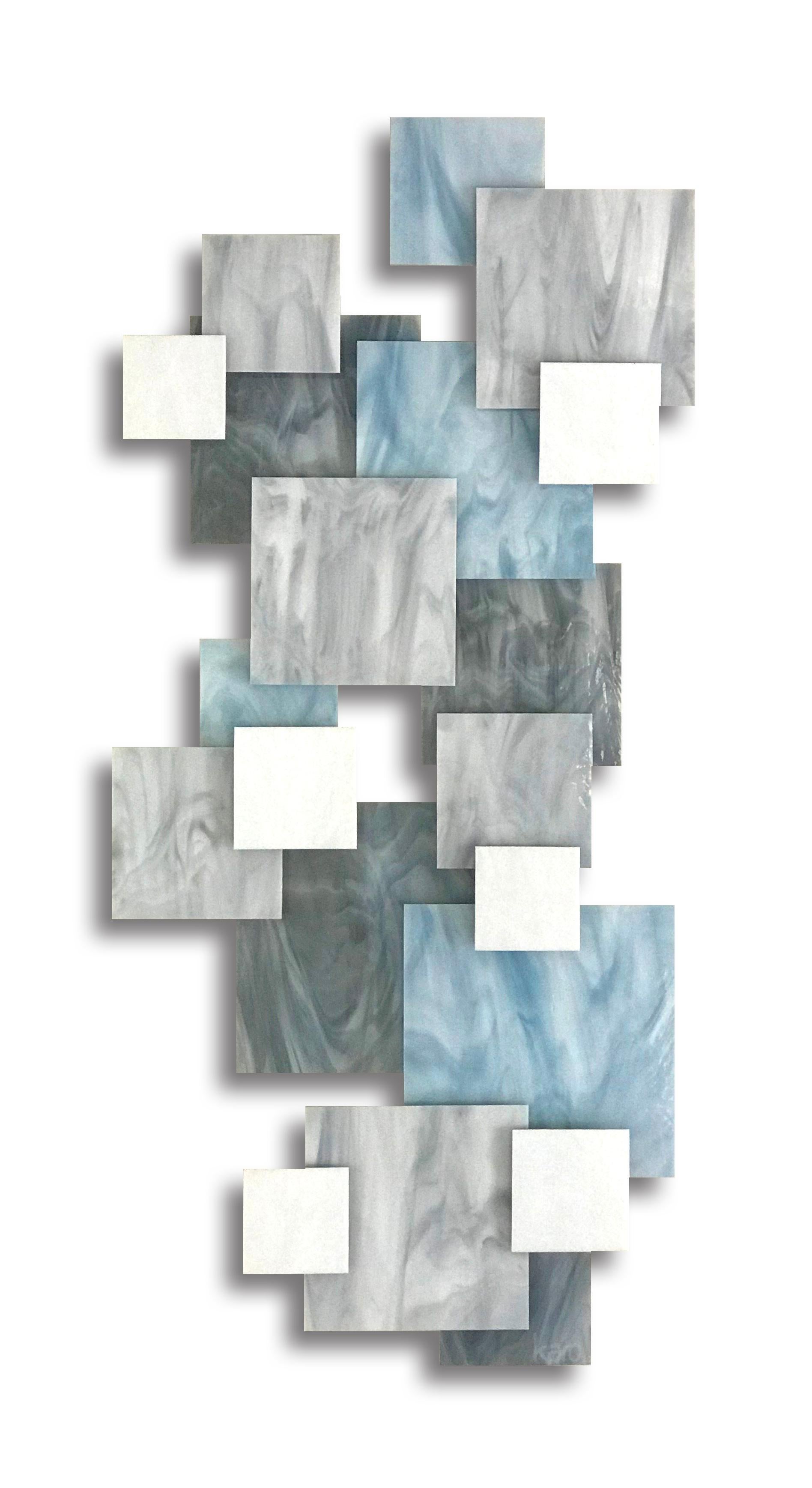Glacial, Abstract 3D Original  Glass and Metal Wall Sculpture, modern design