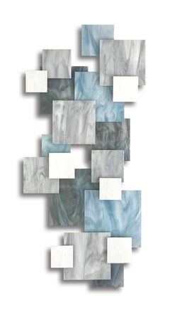 Glacial, Abstract 3D Original  Glass and Metal Wall Sculpture, modern design