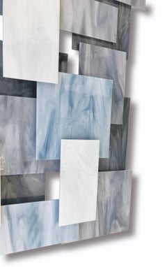 Glacial, Original  Glass and Metal Wall Sculpture, Modern 3D, Ready to Hang