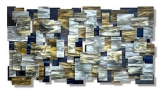 Goldust, Abstract 3D Original Glass and Metal Wall Sculpture Large Size