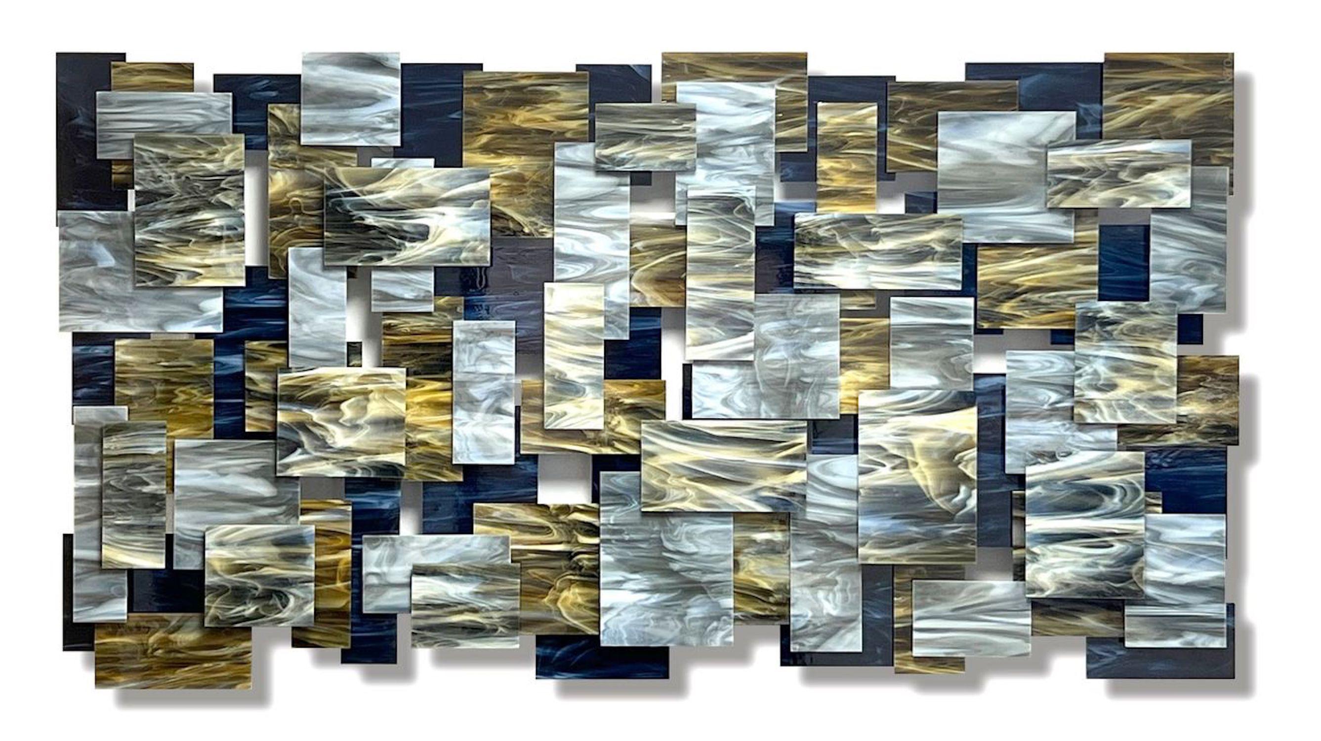 Goldust, Arte Abstracto Moderno 3D Escultura Original de Vidrio y Metal para Pared - Sculpture de Karo Martirosyan