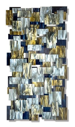 Goldust, Abstract 3D Original Glass and Metal Wall Sculpture