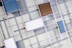 Gridded, Abstract 3D Original  Glass and Metal Wall Sculpture, Modern Art