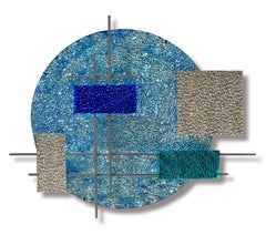 Ghiaccio, scultura da parete astratta 3D originale in vetro e metallo