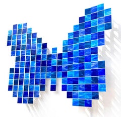Life, Abstract art 3D Original Glass and Metal Wall Sculpture