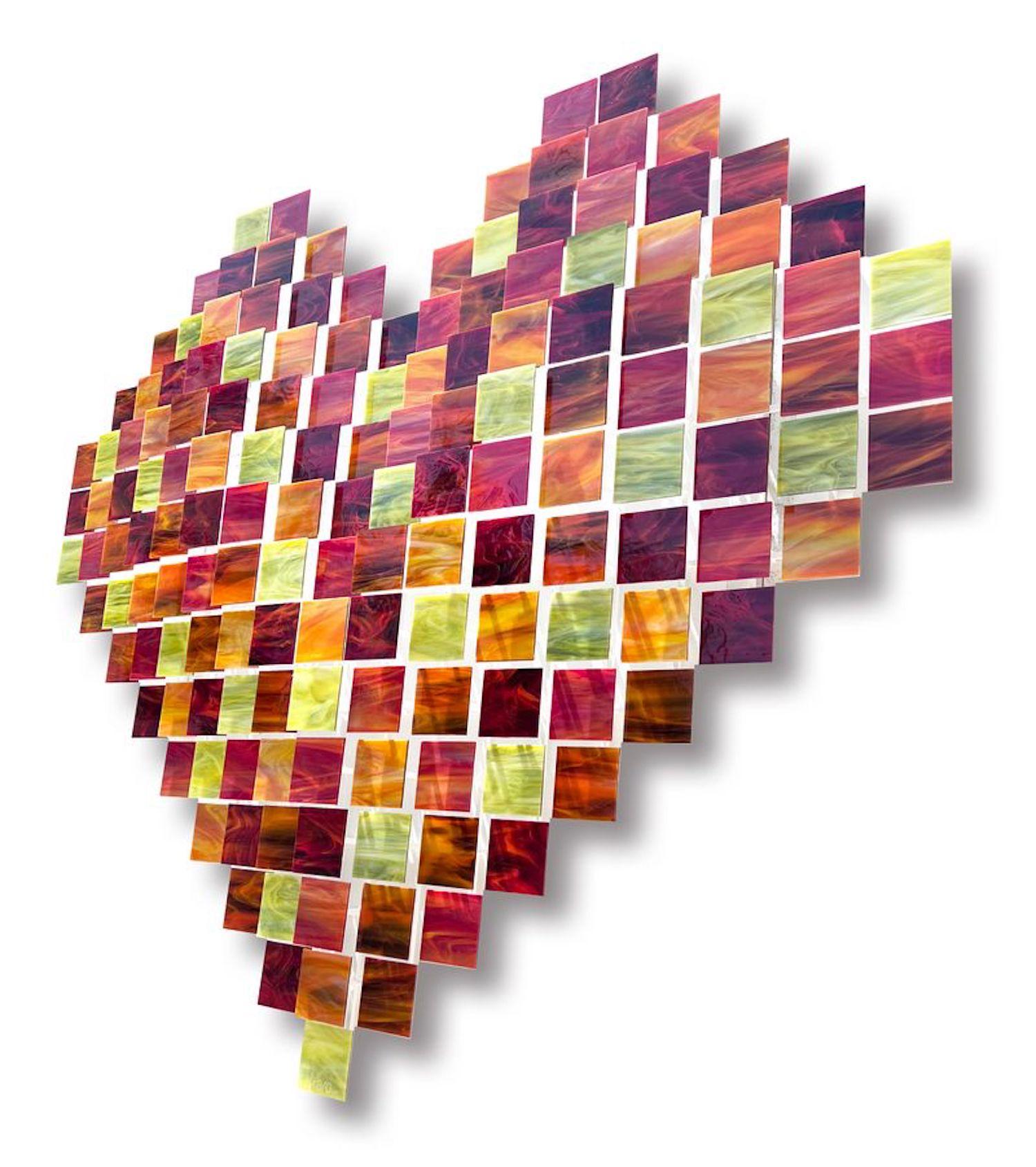Artist: Karo Martirosyan, 
Work: Original Artwork, 
Medium: Glass and Metal Wall Sculpture,
Year: 2024
Style: Contemporary Art, 
Subject: Love,
Size: 48.5