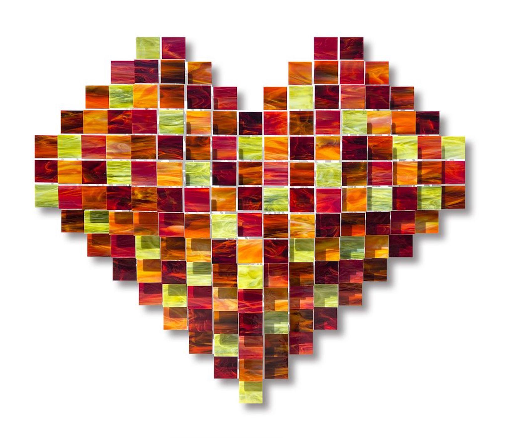 Karo Martirosyan Abstract Sculpture - Love, Abstract 3D Original Glass and Metal Wall Sculpture