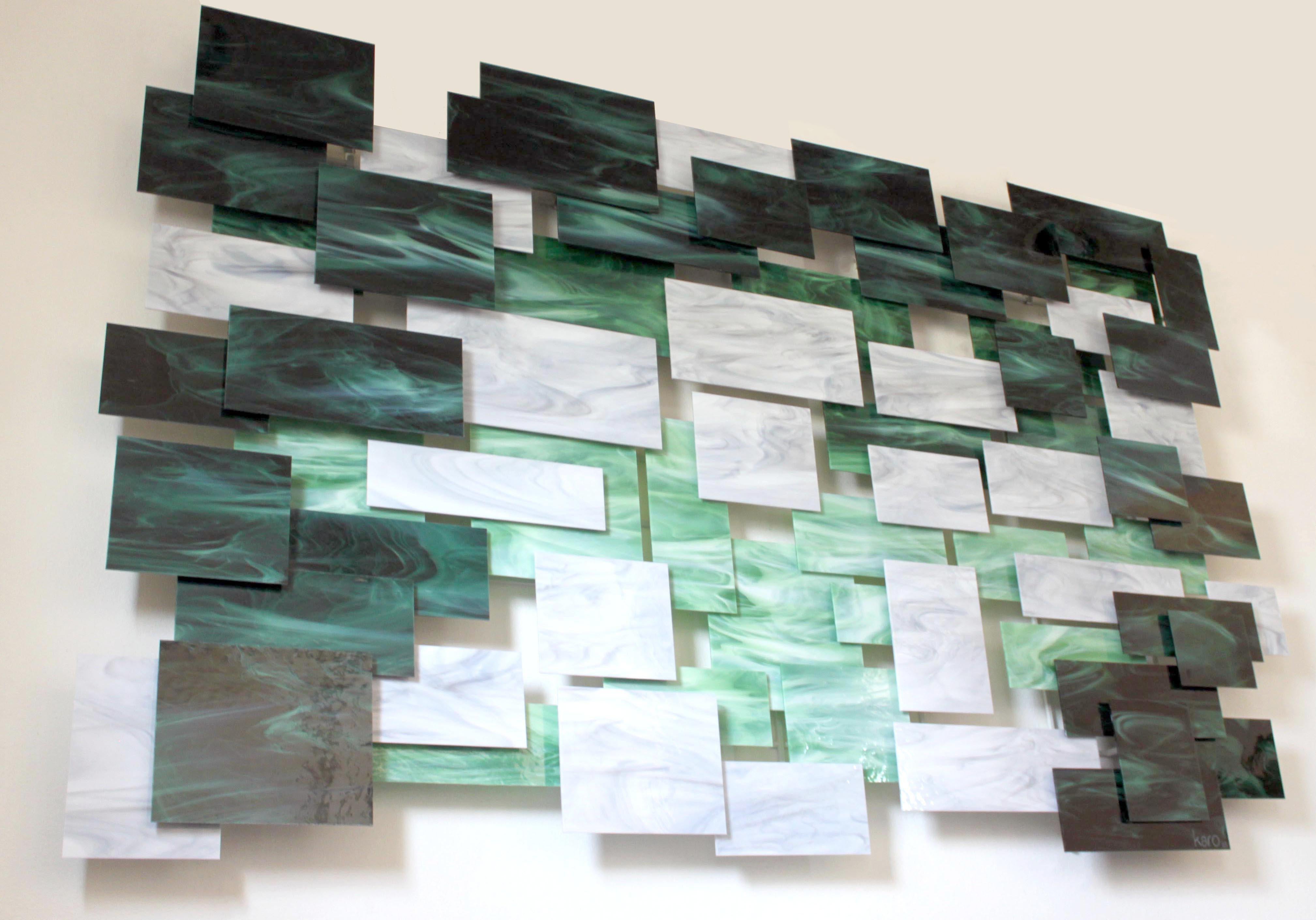 Malaquita, Arte Abstracto 3D Original  Escultura mural de vidrio y metal, Arte moderno - Sculpture de Karo Martirosyan