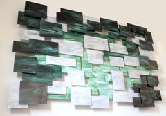 Malachite, Abstract Art 3D Original  Glass and Metal Wall Sculpture, Modern Art
