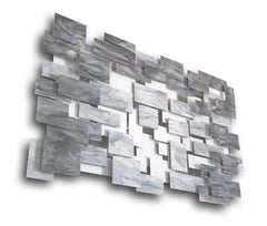 Monochrome, Abstract 3D Original  Glass and Metal Wall Sculpture, modern