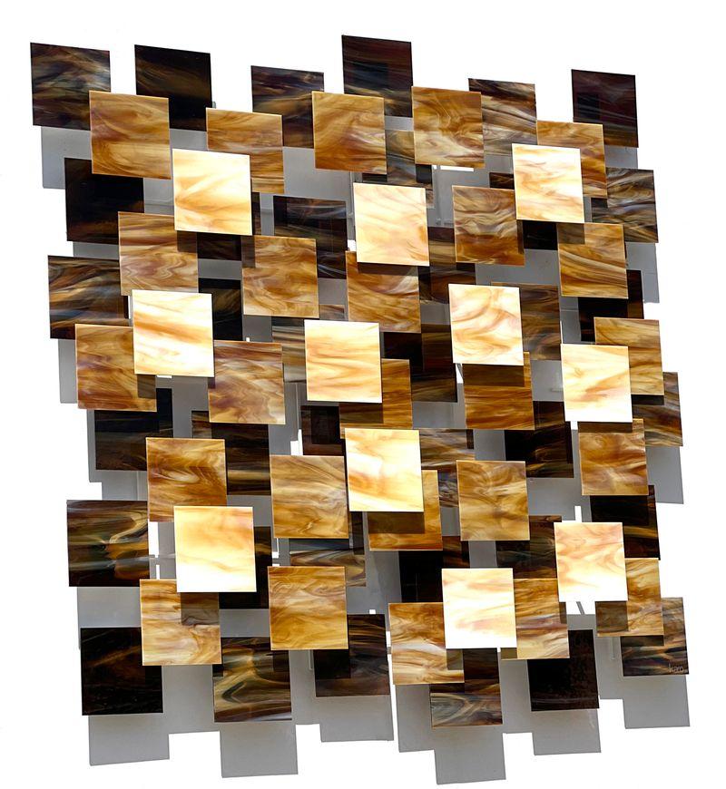 Mood, Abstrakte moderne Kunst 3D Original-Wandskulptur aus Glas und Metall – Sculpture von Karo Martirosyan