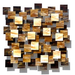 Mood, Abstract 3D Original Glass and Metal Wall Sculpture