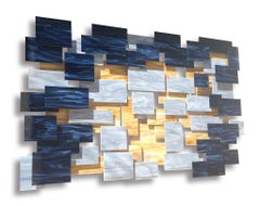 Mystere, Abstract 3D Original  Glass and Metal Wall Sculpture, Modern Art