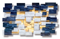 Mystere, Abstract 3D Original  Glass and Metal Wall Sculpture, Modern Art