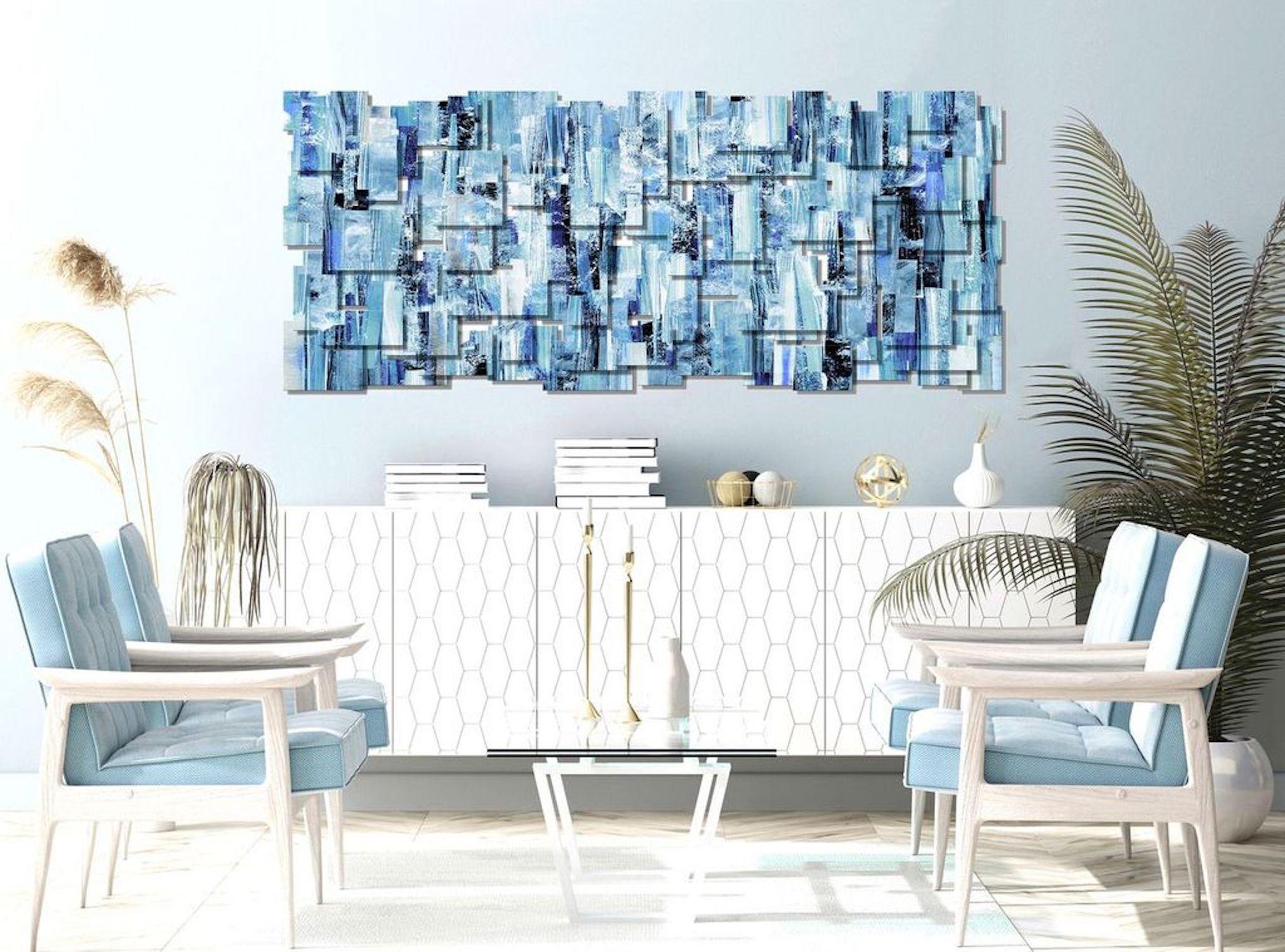Oceanic, Abstract 3D Original  Metal Wall Sculpture, modern design For Sale 2
