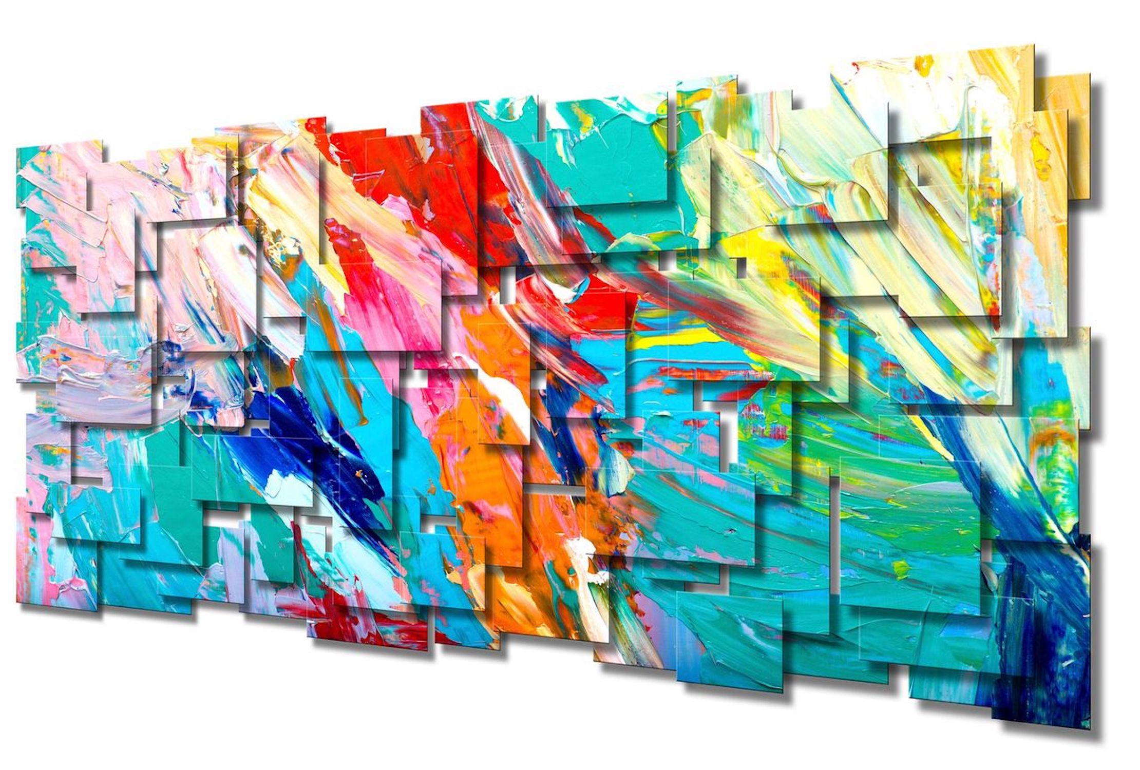 Palette II, Abstract 3D, Original Metal Wall Sculpture, One of a Kind - Beige Abstract Sculpture by Karo Martirosyan