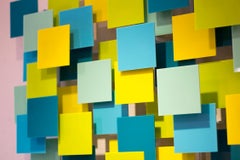 Play Time, Abstract 3D Original  Glass and Metal Wall Sculpture, Ready to Hang