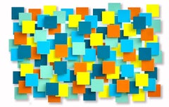 Playtime II, Abstract Modern 3D Original Glass and Metal Wall Sculpture