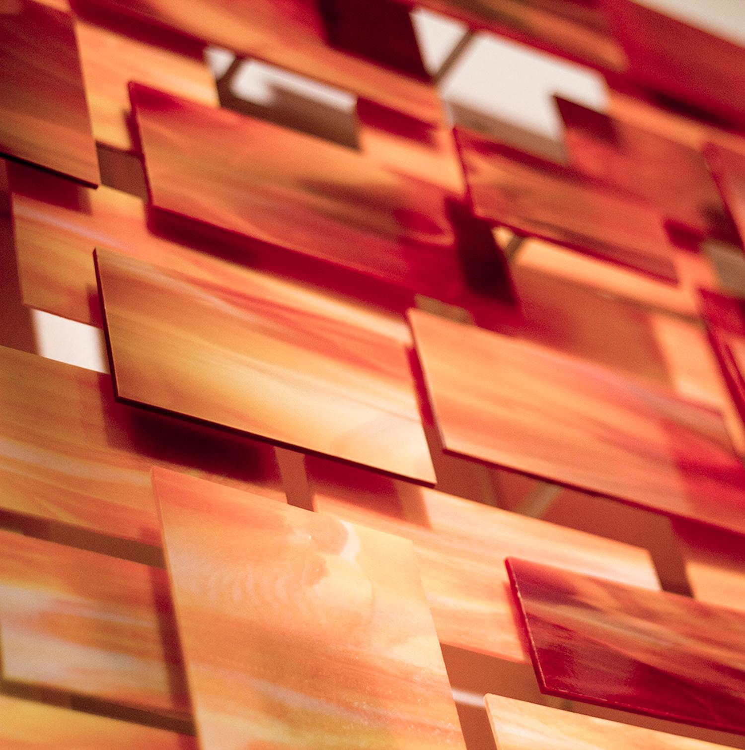 Puesta de Sol, Modo Arte Abstracto 3D Original  Escultura mural de vidrio y metal Arte moderno - Sculpture de Karo Martirosyan