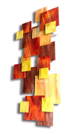 Atardecer, Abstracto 3D Original  Escultura mural de vidrio y metal, Única en su género