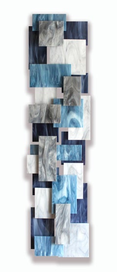 Tryptic, Abstract 3D Original  Glass and Metal Wall Sculpture, Modern art