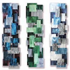 Tryptic, Original  Glass and Metal Wall Sculpture