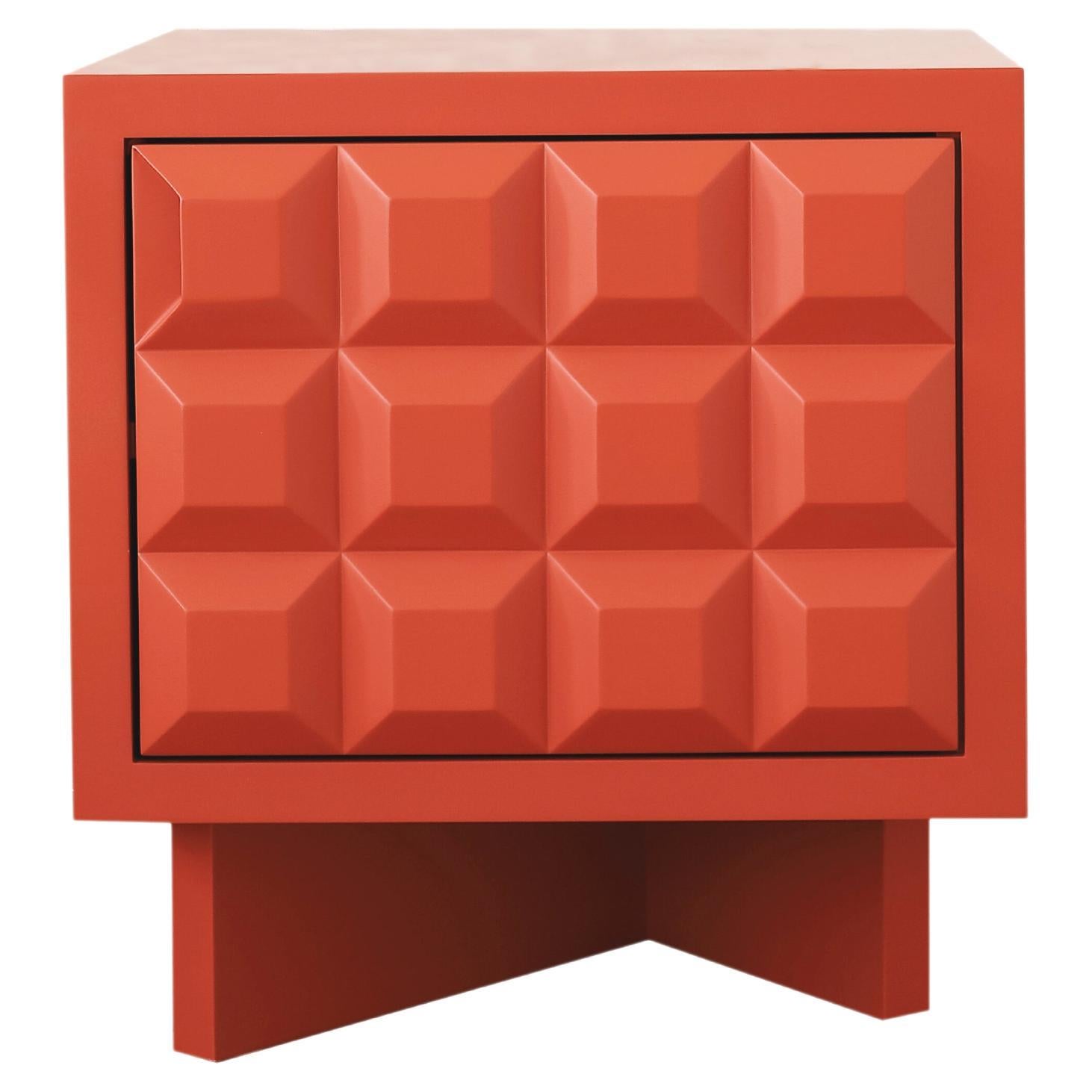  Karo Nightstand Inspired by Brutalism with Outstanding Look - Coral Colour For Sale