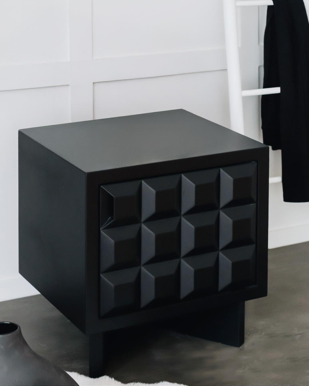 Turkish Karo Nightstand Inspired by Brutalism with Outstanding Look, Black For Sale