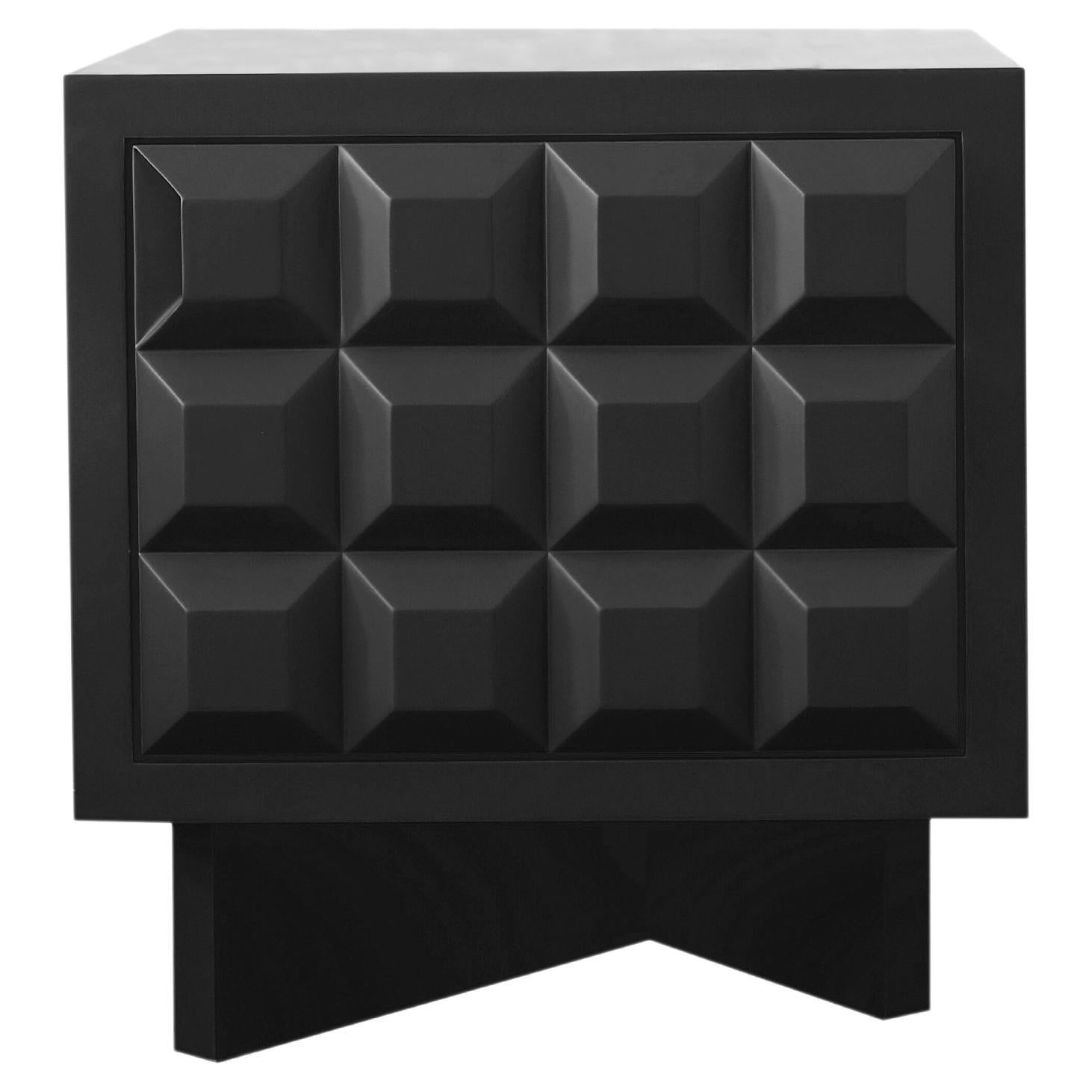 Karo Nightstand Inspired by Brutalism with Outstanding Look, Black Color