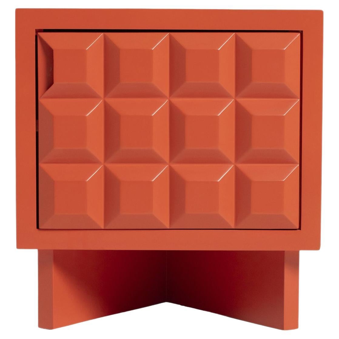 Karo Nightstand Inspired by Brutalism with Outstanding Look, Coral For Sale