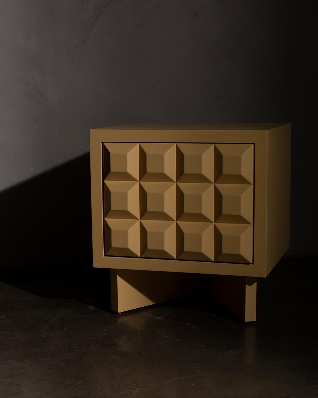 mustard bedside table