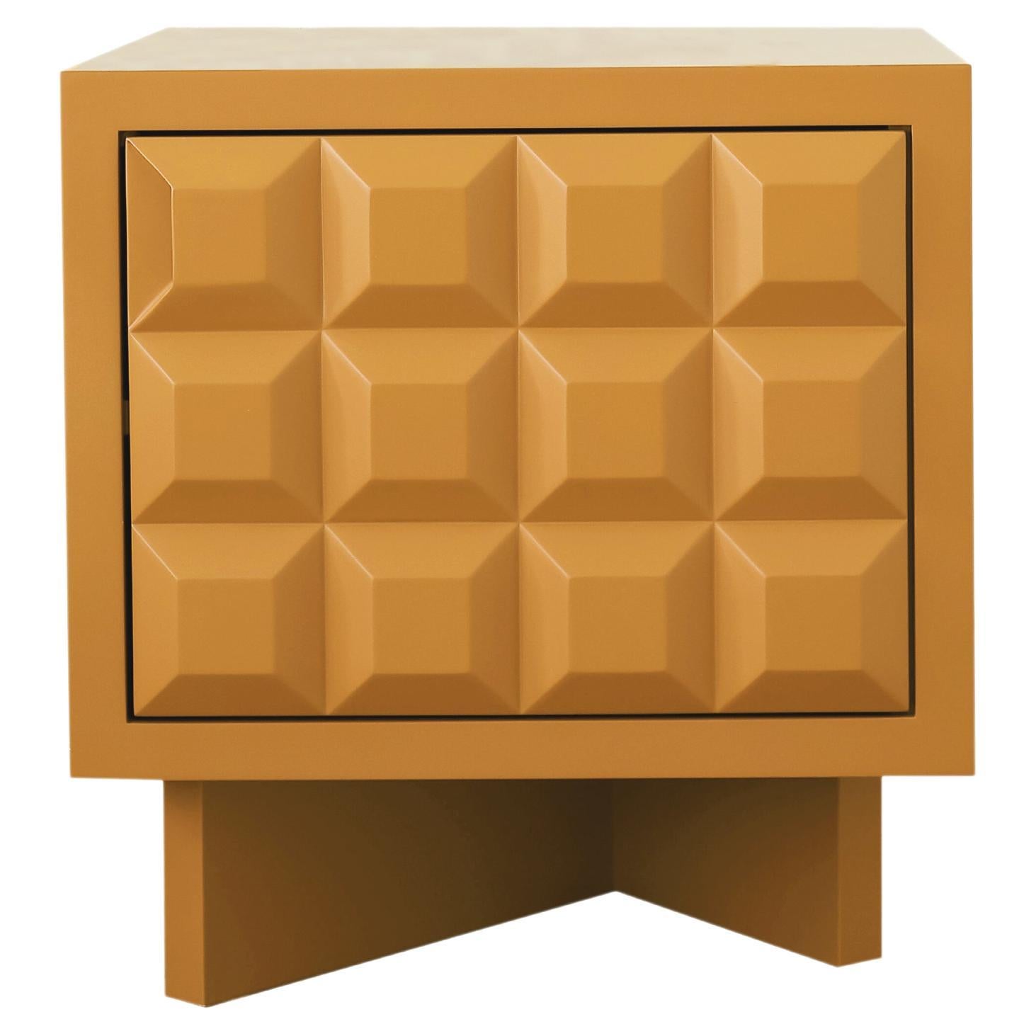 Karo Nightstand Inspired by Brutalism with Outstanding Look, Mustard Color