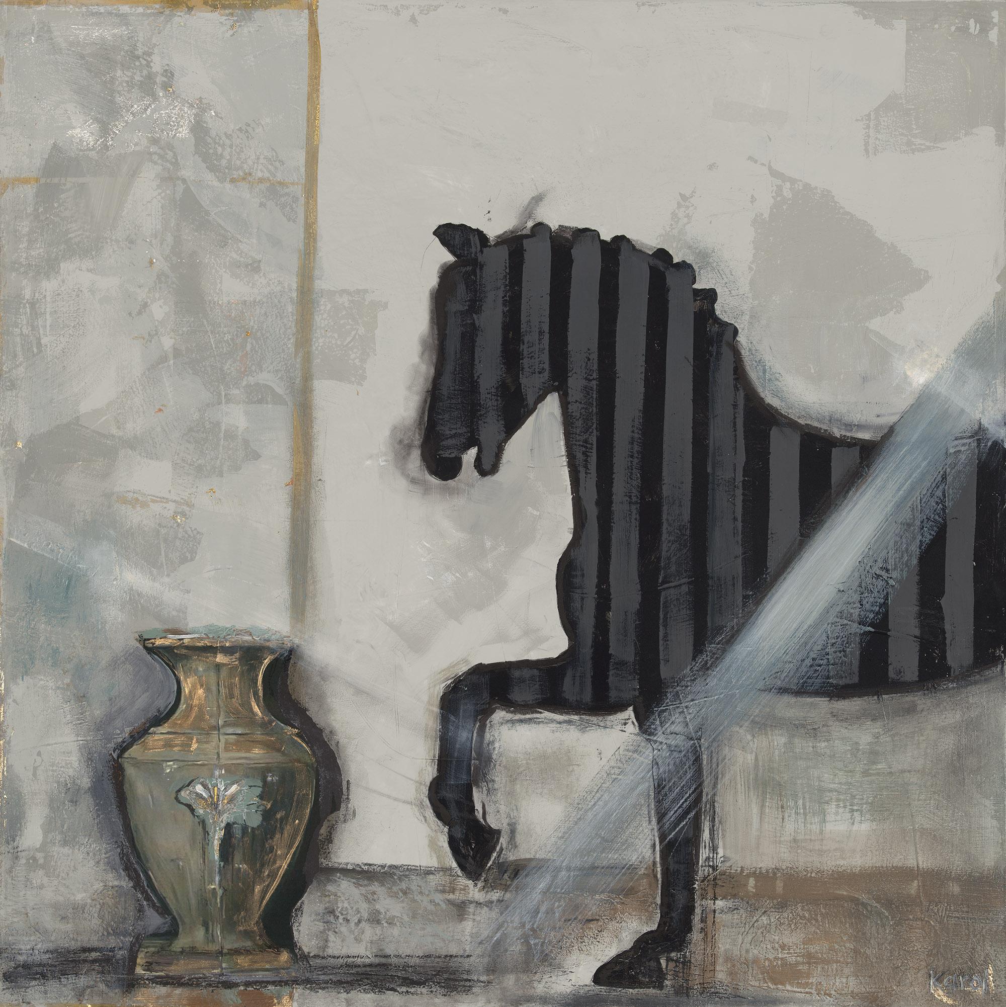 Black Horse - Karol Jersak - Mixed Media - Animal Painting