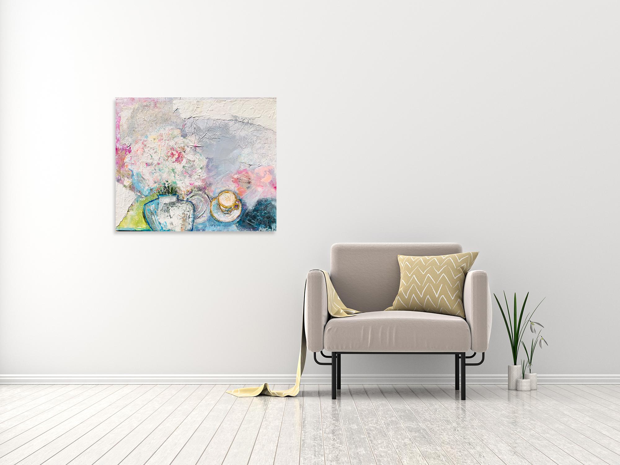 Opal Tea  - Karol Jersak - Abstract Mixed Media Painting For Sale 1