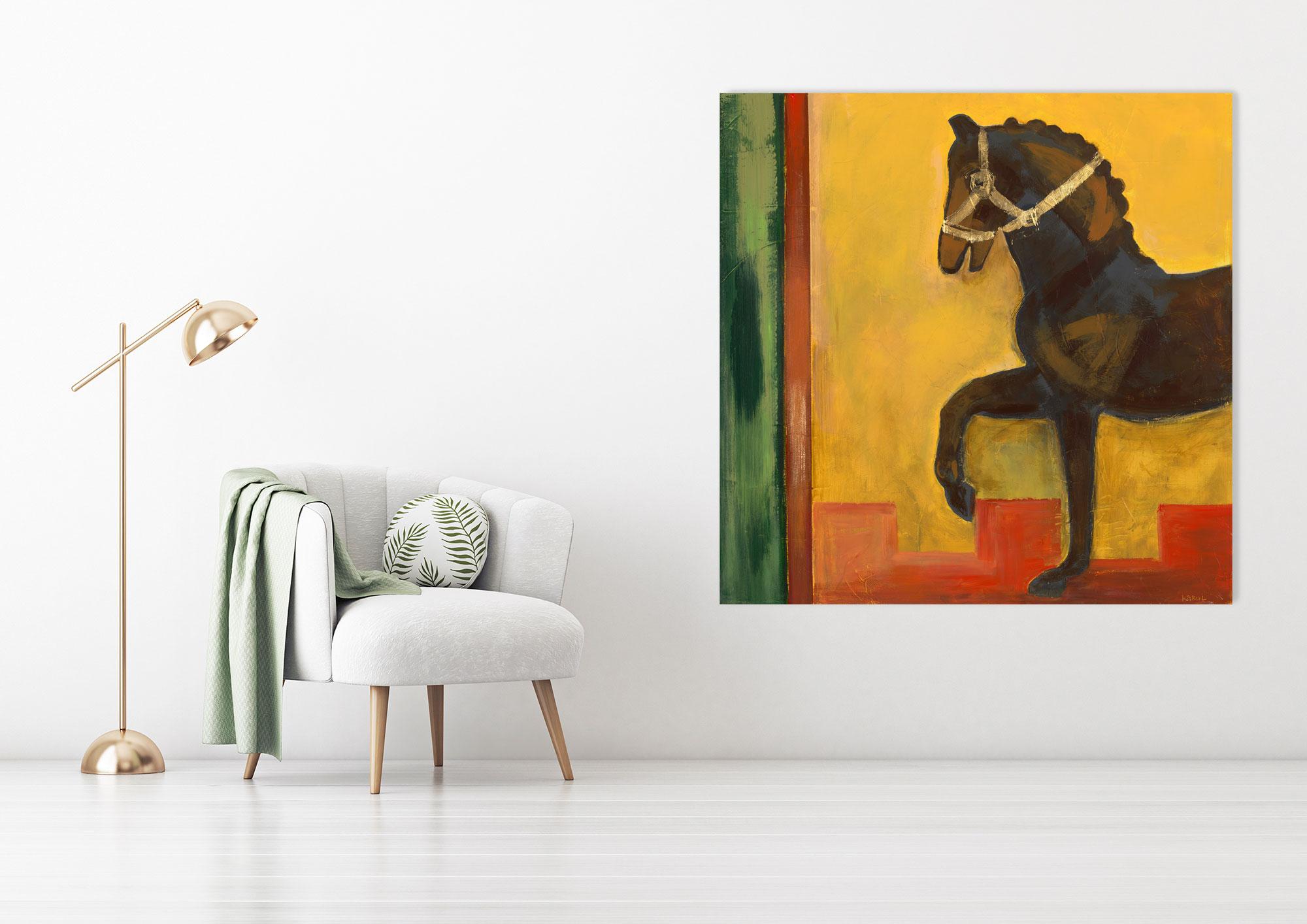 Stage - Karol Jersak - Mixed Media Horse Painting For Sale 1