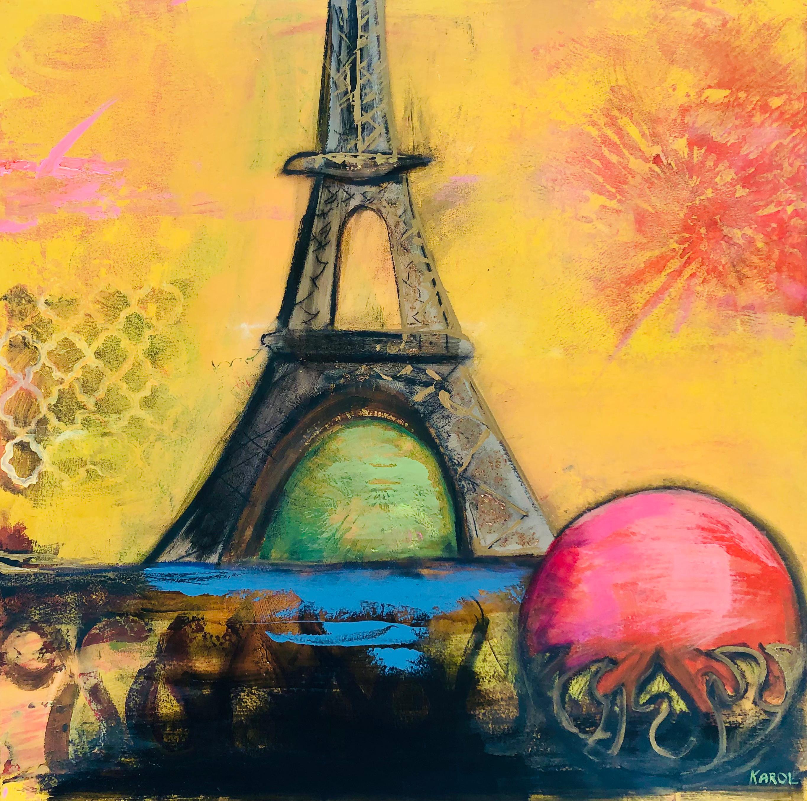 Viaje - Karol Jersak - Pintura Paisaje Torre Eiffel