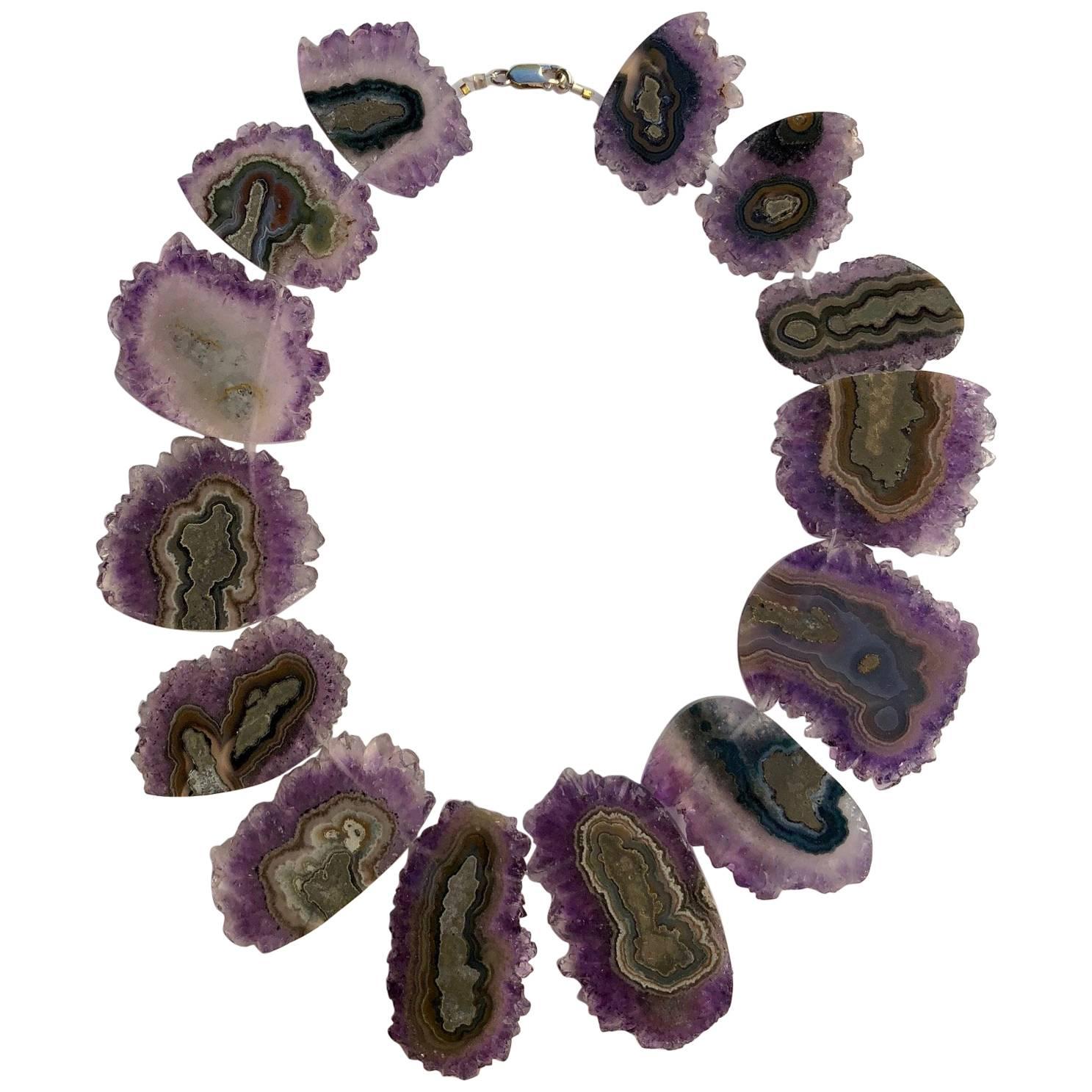 Karolin Amethyst Silver Choker Necklace For Sale