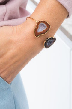 Karolin Bangle Agate Diamond Pave Bracelet in 18 Karat Rose Gold