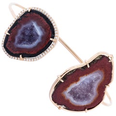 Karolin Bangle Agate Diamond Pave Bracelet in 18 Karat Rose Gold