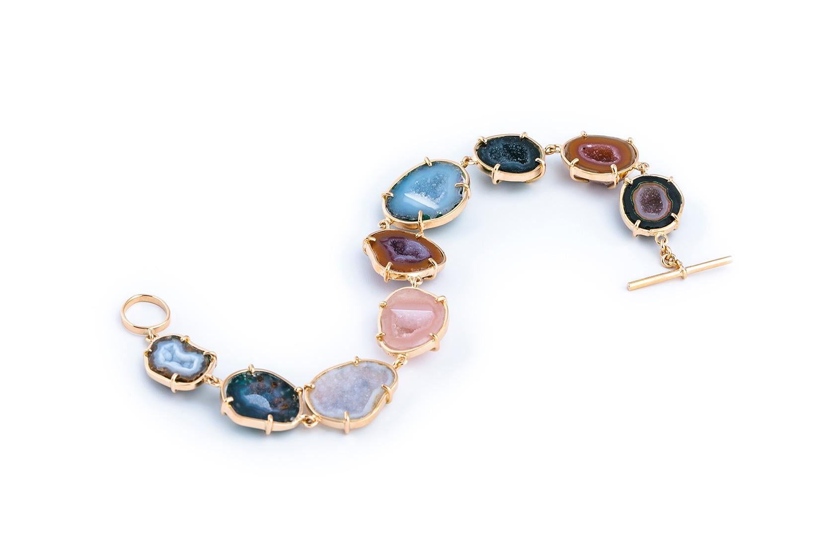 Women's or Men's Karolin Bracelet Agate Geode in 18 Karat Rose Gold