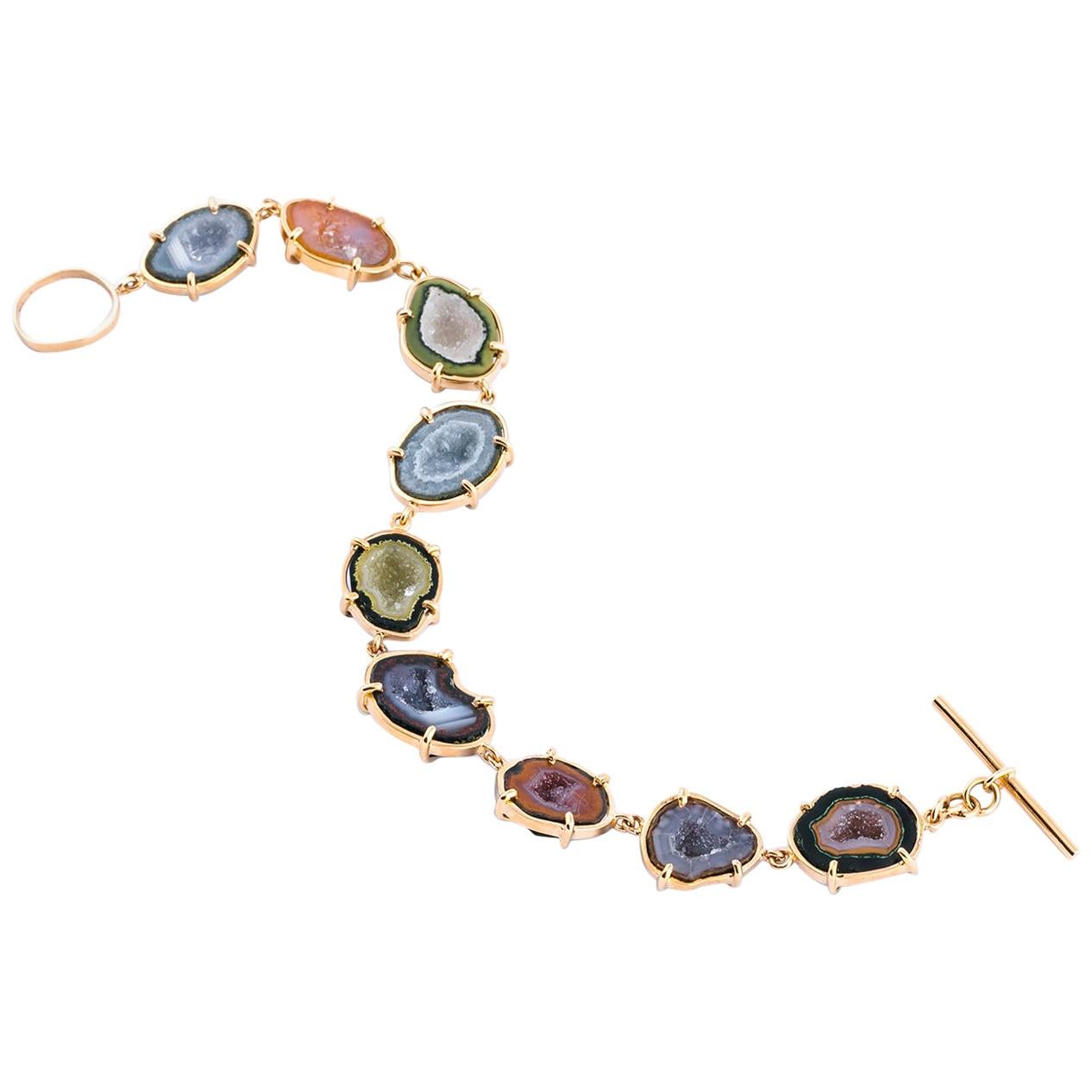 Karolin Bracelet Agate Geode in 18 Karat Rose Gold For Sale