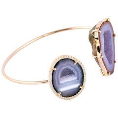 Karolin Bracelet Agate Geode White Diamond Rose Gold Bangle Bracelet