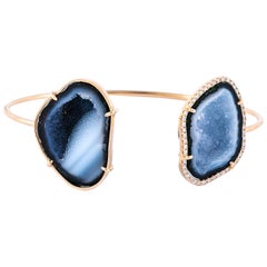 Karolin Bracelet Agate Geode White Diamond Rose Gold Bangle Bracelet